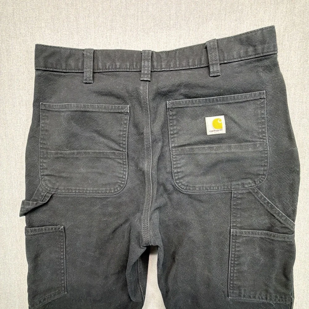 CARHARTT Jeans Mens 33x30 (Fits 32x29) Black DOUBLE KNEE Relaxed Fit Workwear